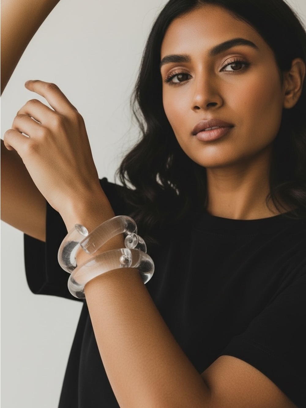 Transparent Spiral Acrylic Bracelet - Minimal Women’s Jewelry - Picture 2 of 8